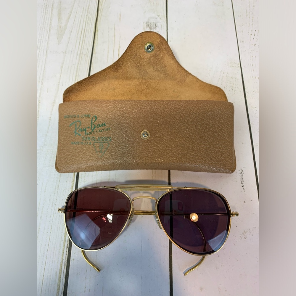 Vintage Ray-Ban 60's 70's  B&L 12K GF Shooter Aviator Wrap Around Sunglasses USA